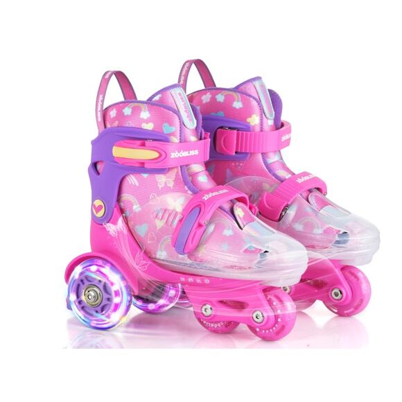 Kids Roller Skates Light-Up Wheels Adjustable Size Fits Kids Sizes 8 to10.5 - Picture 1 of 7